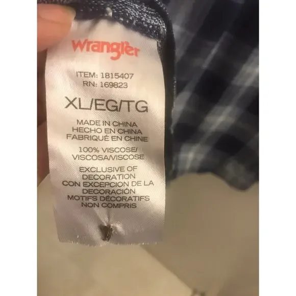 Wrangler Plaid Blouse Blue Womens XL - Picture 6 of 6